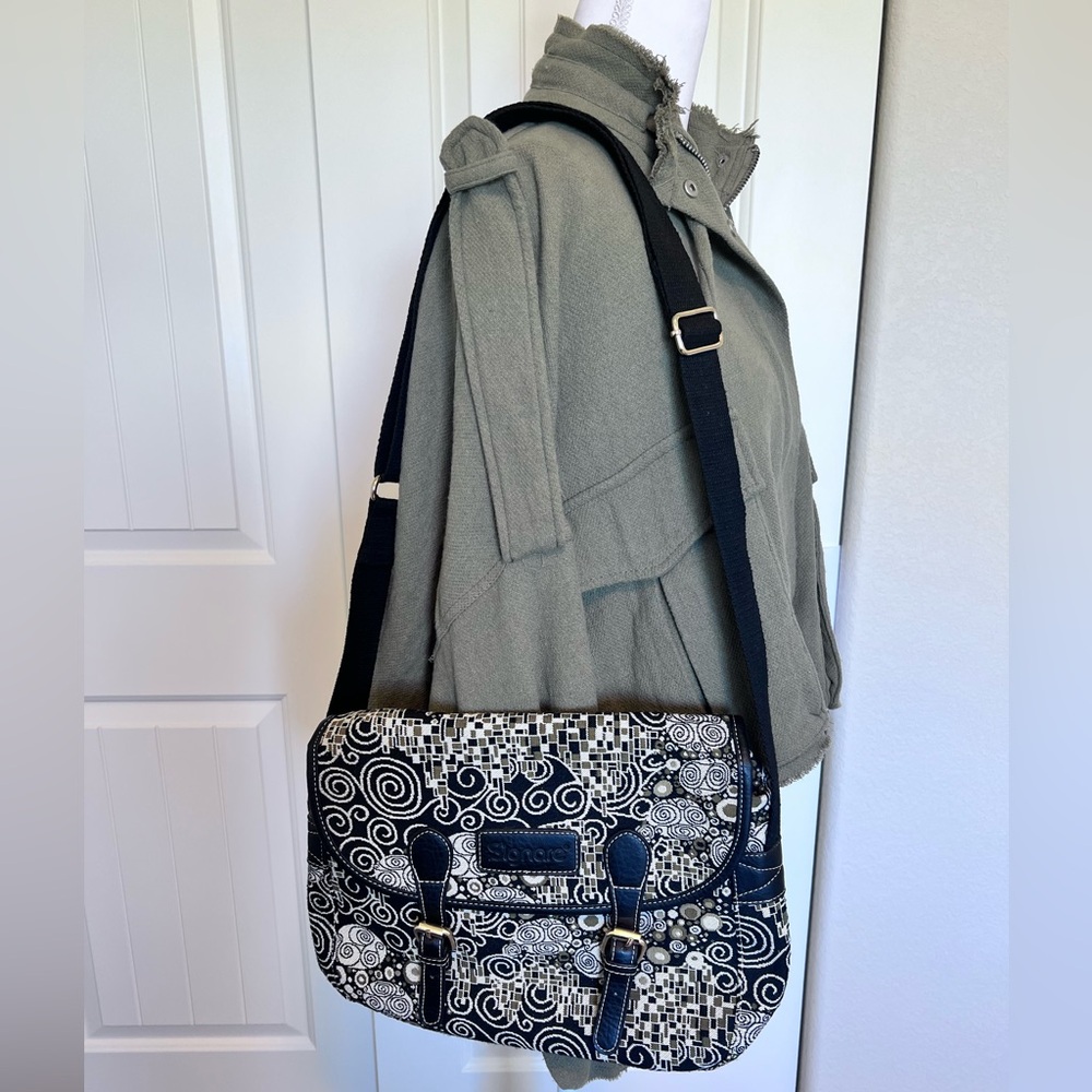 Signare tapestry messenger/satchel Gustav Klimt swirl and geometric pattern